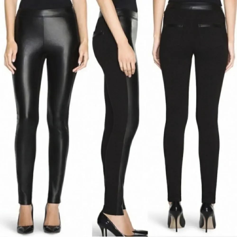 White House Black Market Faux Leather Leggings With Ponte Back And Leather Front